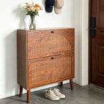 Walnut Slim Flip Shoe Cabinet | Entryway Storage | Artisansa