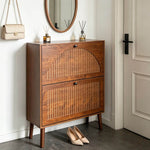 Walnut Slim Flip Shoe Cabinet | Entryway Storage | Artisansa