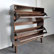 Walnut Slim Flip Shoe Cabinet | Entryway Storage | Artisansa