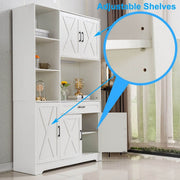 Kitchen Storage Cabinet White LED Buffet