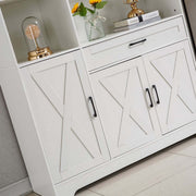 Kitchen Storage Cabinet White LED Buffet