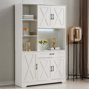Kitchen Storage Cabinet White LED Buffet