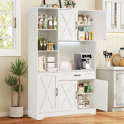 Kitchen Storage Cabinet White LED Buffet