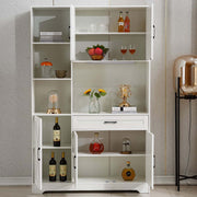 Kitchen Storage Cabinet White LED Buffet