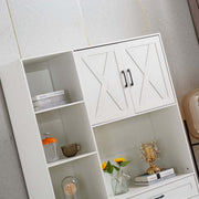 Kitchen Storage Cabinet White LED Buffet