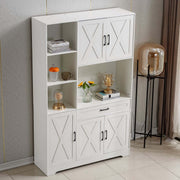 Kitchen Storage Cabinet White LED Buffet