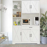 Kitchen Storage Cabinet White LED Buffet