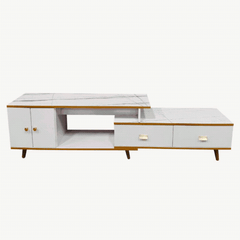 White and Black Bone Gold Adjustable Plasma TV Stand TV-3025