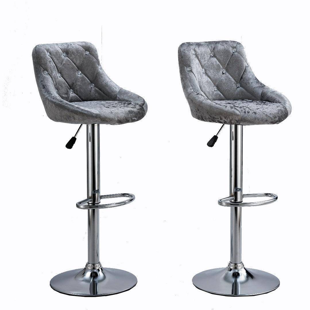 High Back Velvet Bar Stool with Chrome Base in 2-in-1 box B076